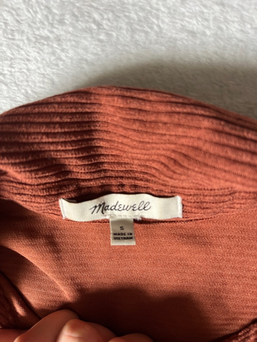 Madewell Ribbed Collar Button-Up in Burnt Orange - Picture 2 of 4